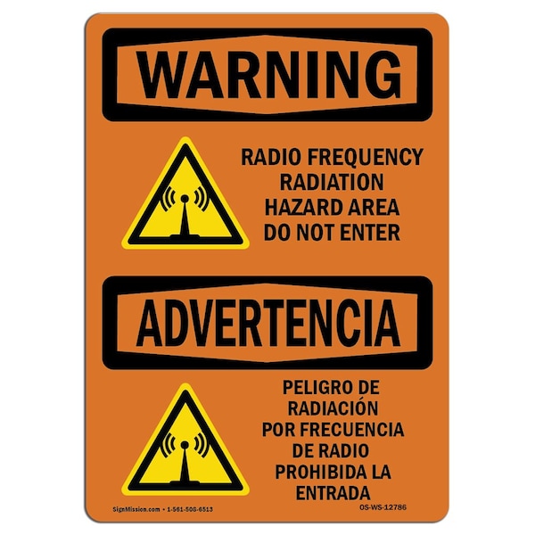 OSHA, Radio Frequency Radiation Hazard Area, 5in X 3.5in Decal, 10PK, OS-WS-D-35-L-12786-10PK